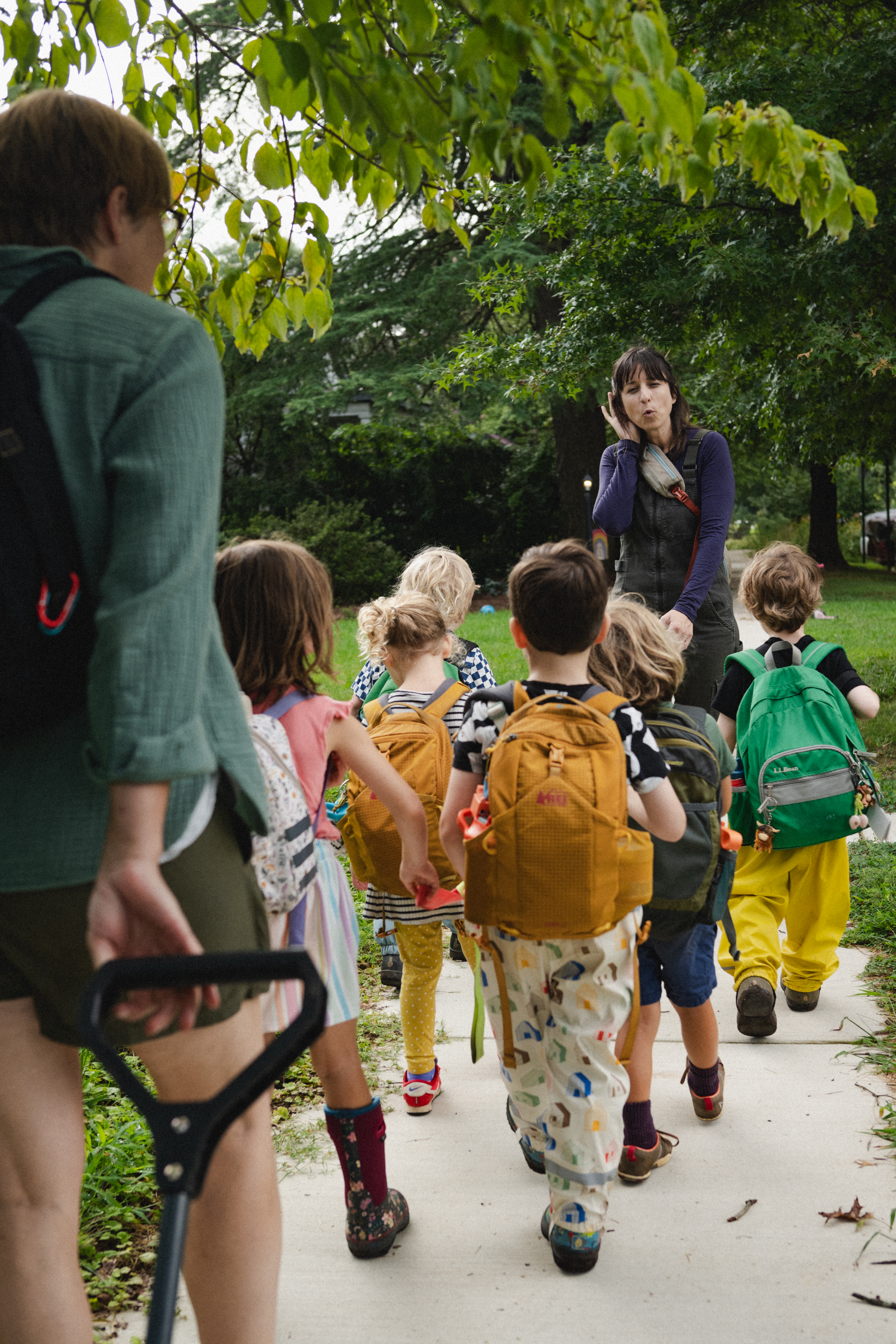 class walking down the street